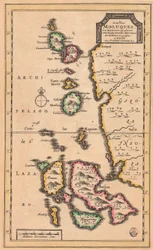 Kart over Molukkene (moderne Indonesia), ca. 1707 (farget gravering)