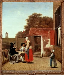 En nederlandsk gårdsplass (maleri på lerret)