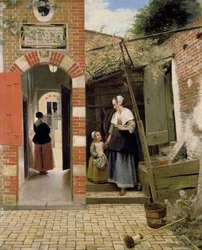 Gårdsplass ved et hus i Delft, 1658