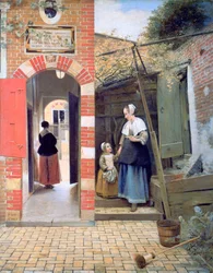 Gårdsplassen til et hus i Delft, 1658