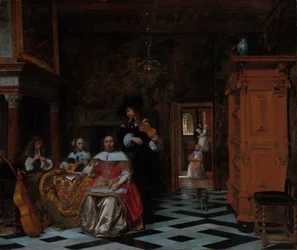 Portrett av en familie som spiller musikk