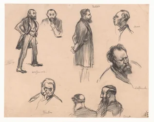 Portretter av parlamentsmedlemmer J.H.L. Haffmans, B.H. Heldt, R.P. Mees, general A.E. Reuter, kaptein H. Seret og F. Lieftinck