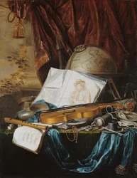 Stilleben med musikkinstrumenter, 1650.