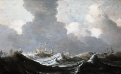 Fire fartøyer som går foran en kuling, 1630
