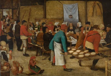 Bondens bryllup i en låve, ca. 1616 (olje på panel)