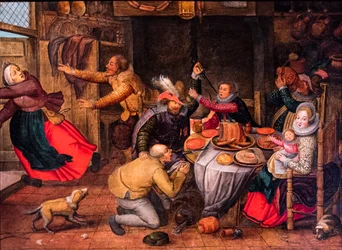 Vertshusscene, sent 1500- og tidlig 1600-tall (olje på tre)