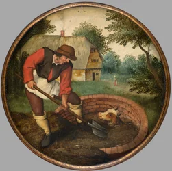 Det er for sent å fylle ut brønnen etter at kalven har druknet, ca. 1594 (olje på panel)