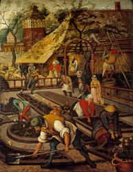 Vårmaleri av Pieter le Jeune dit Brueghel d'Enfer (Breughel, Bruegel eller Breugel) (1564-1638) Søn fra 1600-tallet. 0,43x0,34 m Lille, Museum of Fine Arts