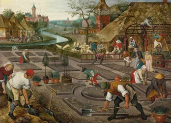 Spring av Brueghel, Pieter, den yngre (1564-1638). Olje på tre, størrelse: 41,9x57,2, ca. 1625-1630, Privat samling