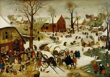Folketellingen i Betlehem (olje på panel)