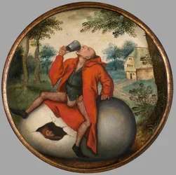 Drukken på et egg, flamsk ordtak, ca. 1594 (olje på panel)