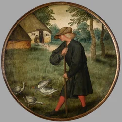 Hvem vet hvorfor gjess går barbeint?, ca. 1594 (olje på panel)