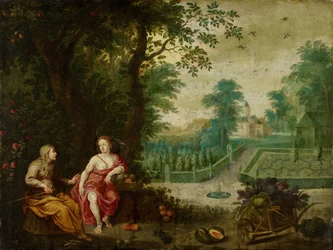 Vertumnus og Pomona (olje på kobber)