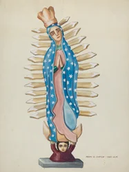Guadalupe-skogen Santo eller Bulto, ca. 1937 (akvarell på papp)