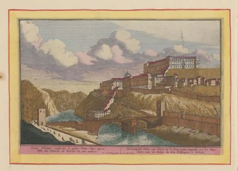 Utsikt over Alcazar de Toledo Det kongelige palasset i Toledo; ved broen for å bli sett, liggende over Tajo (tittel på objekt) Theatrum Hispaniae (...) (serietittel)
