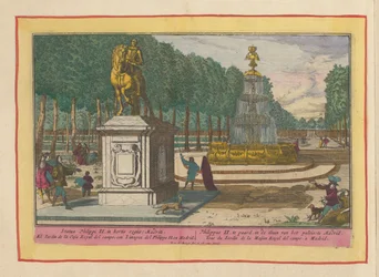 Rytterstatue av Filip II i palasshagen i Madrid. Filip II til hest i palassets hage i Madrid. Theatrum Hispaniae (...)