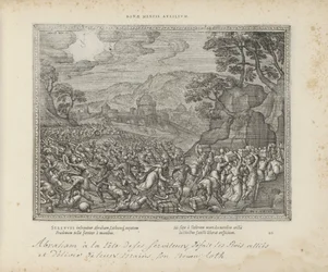 Abraham bevrijdt Lot Hjelp av et godt sinn (tittel på objekt) De hellige emblemene og hovedhistoriene til begge testamentene (Oude Testamentet) (serietittel) Bilder og figurer av bøker (serietittel)