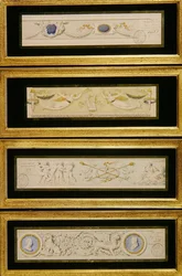 Fire design for friser, ca. 1823 (akvarell, blekk og vask på papir)