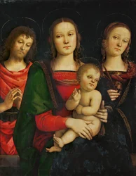 Madonna og barnet, omgitt av døperen Johannes og Katarina …