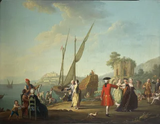 Menuett ved Baia, i dag brøkdel av Bacoli (Napoli), i området Campi Flegrei, av Pietro Fabris