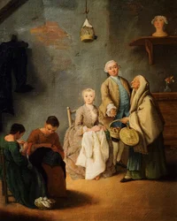 Broderiverksted, av Pietro Longhi (1701-1785)