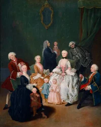 Familie portrett. Maleri av Pietro Longhi (1702-1785) 1752 ca. Sol. 62x50 cm Venezia, Ca