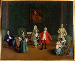 Familieportrett, Pietro Longhi (1702 - 1785), oljemaleri, Palazzo Levi Montalcini.