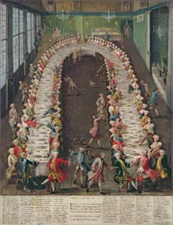 Banketten på Casa Nani, gitt til ære for deres gjest, Clemente Augusto, kurfyrste erkebiskop av Köln, 9. september 1755