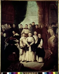 The Fraternity of Venezia (La frateria di Venezia) - Maleri av Pietro Longhi (1702-1785), olje på lerret, 61x49 cm