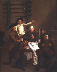 The Hunters Drawing Numbers (olje på panel)