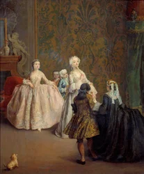 Presentasjonen Maleri av Pietro Longhi (1702-1785) 1700-tallet Søn. 0,64x0,5 m