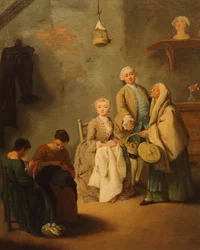 Selgeren av bussolai (venetianske søtsaker), av Pietro Longhi (1701-1785)
