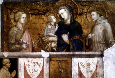 Madonna og barn mellom St Francis og St John the Evangelist, c1320s
