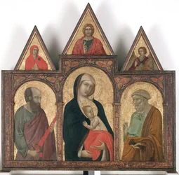 Jomfru Maria og barnet med de hellige Paulus og Peter, 1310–20 (eggtempera og gull på tre)
