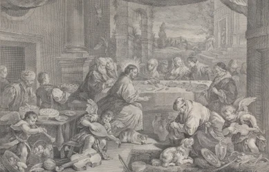 Kristus gjorde vann til vin ved bryllupet i Kana, 1743-63.