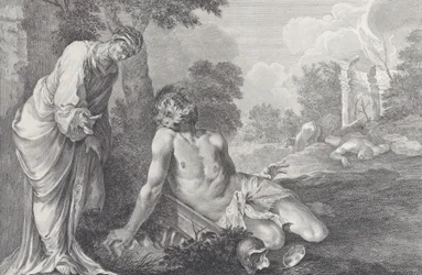 Job irettesatt av sin kone, 1730-39.
