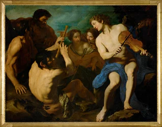 En musikalsk konkurranse mellom Apollon og Marsyas, malt rundt 1631/32 (maleri på lerret)
