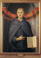 Nicolas de Tolentino (1245-1305) - Saint Nicholas of Tolentino par Perugino (ca. 1450-1523). Olje på lerret, størrelse: 79x62, Palazzo Barberini, Roma