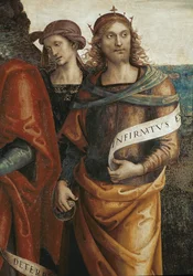 Salomo, detalj av Den evige far omgir med profeter og sibyller (Fresco