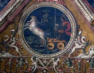 The Chariot of Mars, allegori, detalj fra fresken Herren med profeter og sibyller