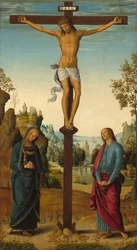 Korsfestelsen med jomfruen, den hellige Johannes, den hellige Hieronymus og den hellige Maria Magdalena [midtpanel]