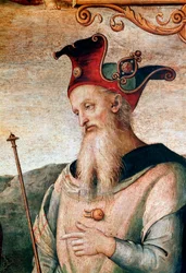 Den greske strategien og statsmannen Perikles (495-429 f.Kr.) Detalj av fresken "" Styrke og måtehold med seks eldgamle helter"" av Pietro Vannucci dit il Perugino (The Perugin)
