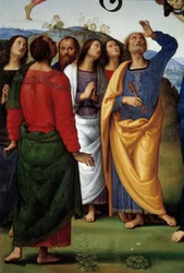 Kristi himmelfart Detalj som representerer apoterne. Maleri av Pietro Vannucci dit il Perugino (Le Perugin