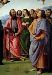 Kristi himmelfart Detalj som representerer apoterne. Maleri av Pietro Vannucci dit il Perugino (Le Perugin