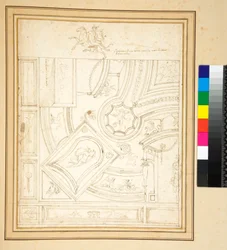 Ornament av et antikt rom helt i relieff stukk. (penn)