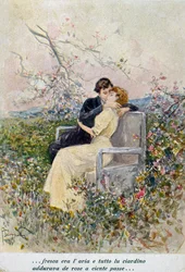 To elskere, illustrasjon av Pietro Scoppetta (1863-1920), Italia, 1900-tallet