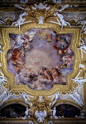 Cosimo I de Medici (Cosimo I de Toscana ledet foran Jupiter av Victory og Heracles) Fresco av Pietro da Cortona (Berrettini) (1596-1669) Firenze, Palazzo Pitti, Sala di Apollo