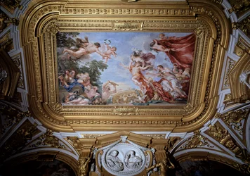 Den unge Cosimo I av Medici (Cosimo I av Toscana) (1519-1574) er hentet fra armene til Venus av Minerva og Hercules (Cosimo I de Medici, storhertug av Toscana er tatt fra armene til Venus av Minerva og Herakles) Fresco av Pietro da Cortona (Berretti