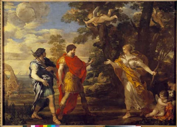 Venus som jeger dukker opp i Enee Painting av Pierre de Cortona (Pietro Berrettini dit Pietro da Cortona (1596-1669). 1600-tallet søn. 1,27x1,76 m.