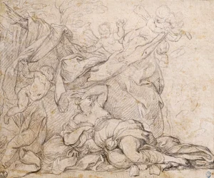 Venus, studie for Triumph of Divine Providence, freskomaleri på hvelv i hallen på Palazzo Barberini, Roma